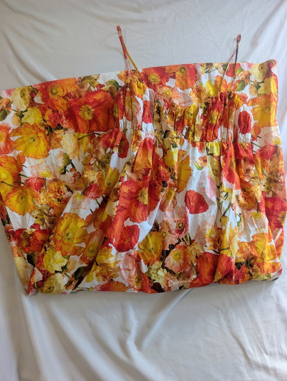 NWT J. Crew Floral Empire-Waist Midi Dress in Orange & Yellow - Picture 3 of 7
